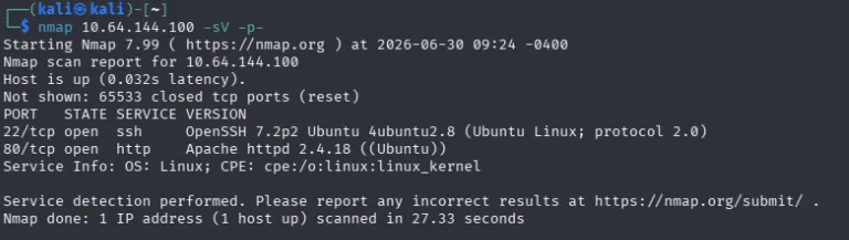 nmap results