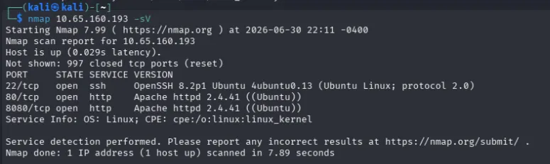 nmap results