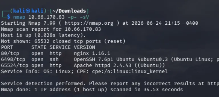 nmap results