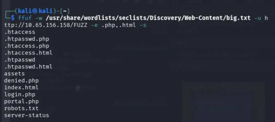 ffuf revealing login.php