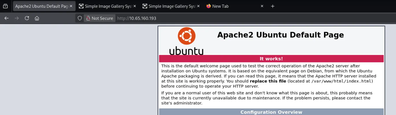 port 80 — default Apache page