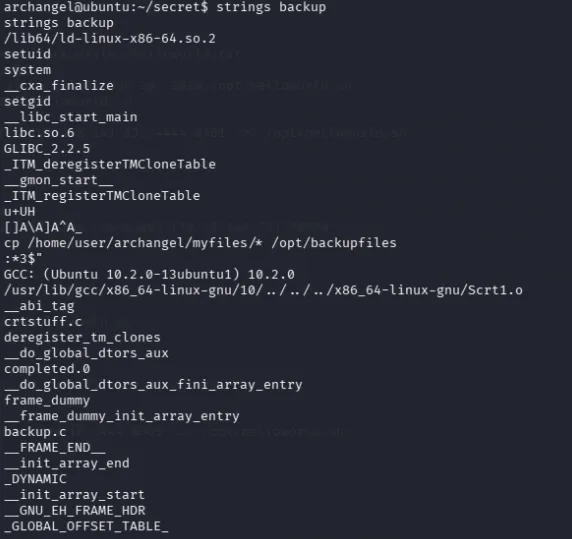 strings output