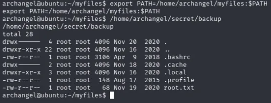 listing /root as root