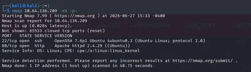nmap results